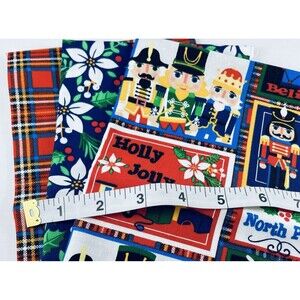 FQ Bundle 3 PC Xmas Nutcracker Fat Quarter Holiday North Pole Plaid Poinsettia